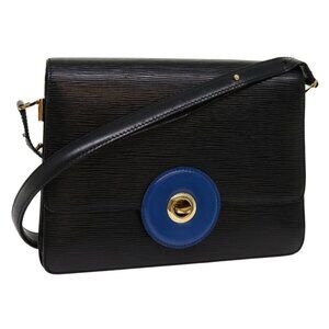 LOUIS VUITTON Epi Bicolor Free Run Shoulder Bag Black Blue